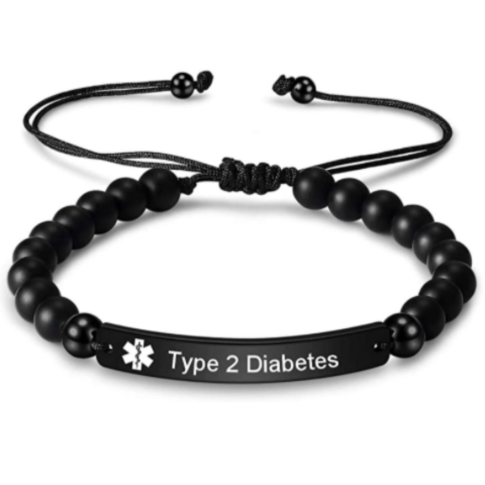 Natural Stone Beaded Medical Alert ID Bracelet